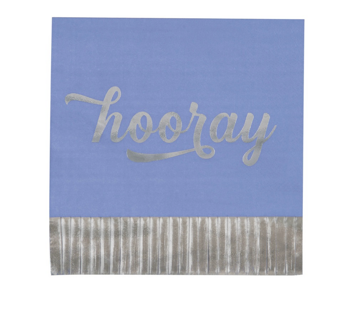 Silver &amp; Bright &quot;Hooray&quot; Fringe Luncheon Napkins  16ct