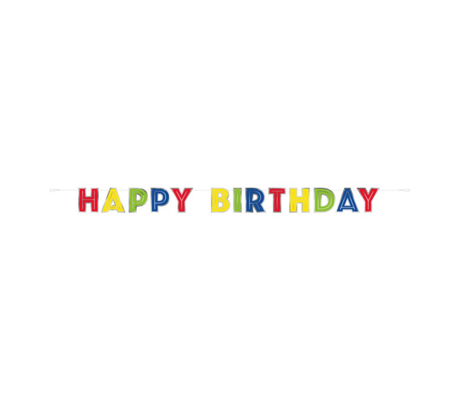 Silver Foil & Rainbow Happy Birthday Banner  7.25 ft