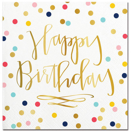 Slant Collections BOUTIQUE Beverage Napkin - Happy Birthday