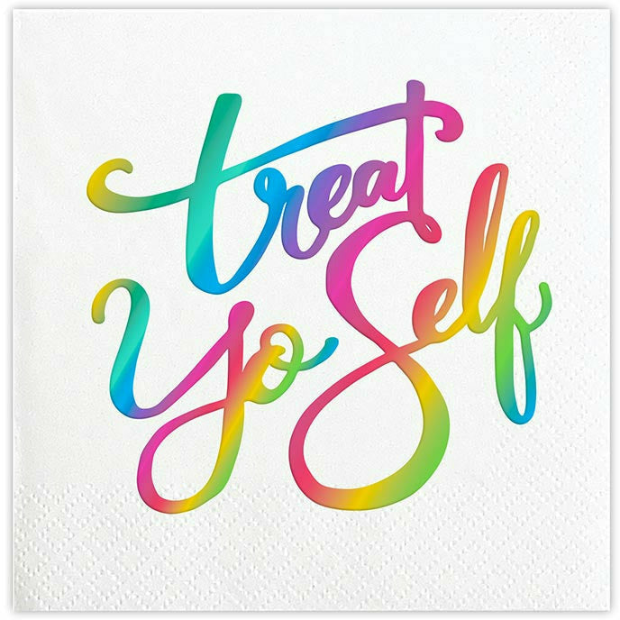 Slant Collections BOUTIQUE Foil Beverage Napkins - &quot;Treat Yo Self&quot; - 20 Count