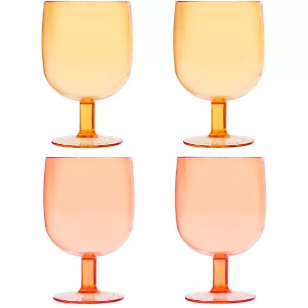 Slant Collections BOUTIQUE Stackable Wine Glasses Set - Pink Orange - Set of 4