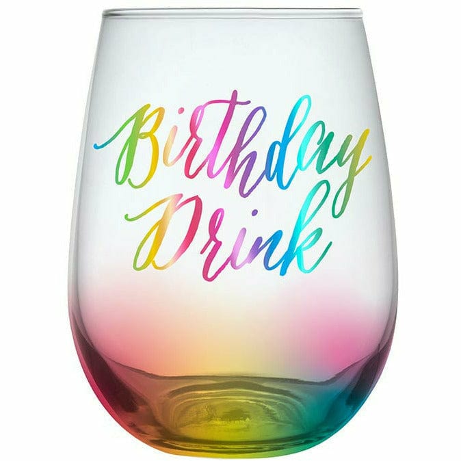 Slant Collections BOUTIQUE Stemless Wine Glass - &quot;Birthday Drink&quot;