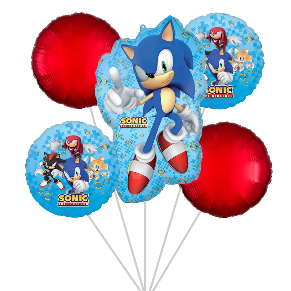 Sonic the Hedgehog Foil Balloon Bouquet, 5pc