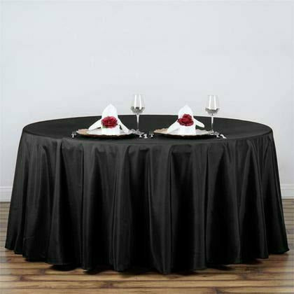 Tablecloths Factory BASIC 120&quot; Black Polyester Round Tablecloth