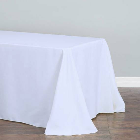 Tablecloths Factory BASIC 90&quot;x132&quot; White Polyester Round Corner Rectangular Tablecloth