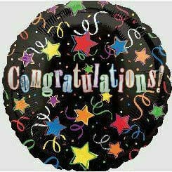 Ultimate Party Super Store (us) BALLOONS E017 Congratulations Black with Stars Mylar Balloon