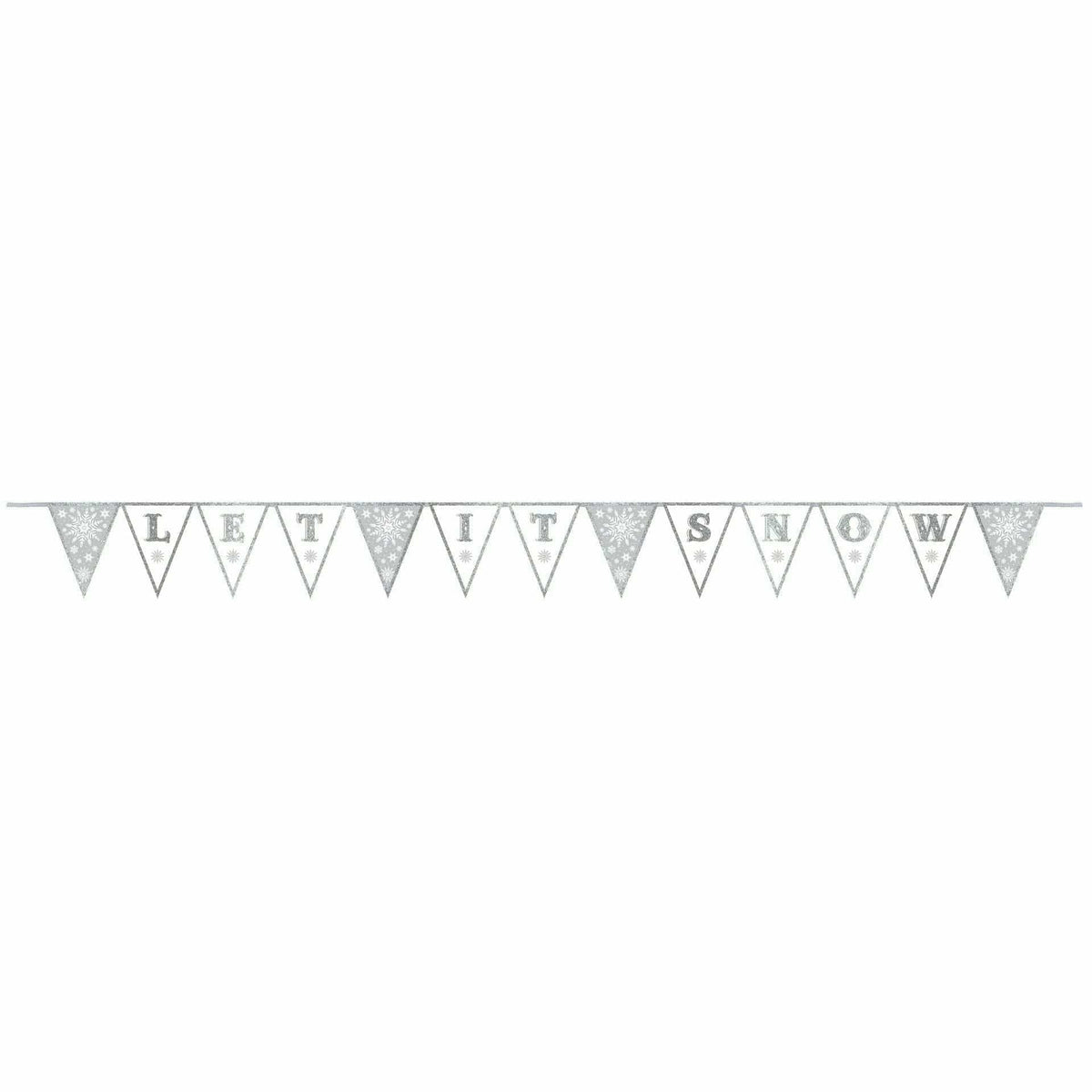 Ultimate Party Super Stores Amscan 11.25 in. X 10 Ft. Christmas Let It Snow Fabric Glitter Pennant Banner