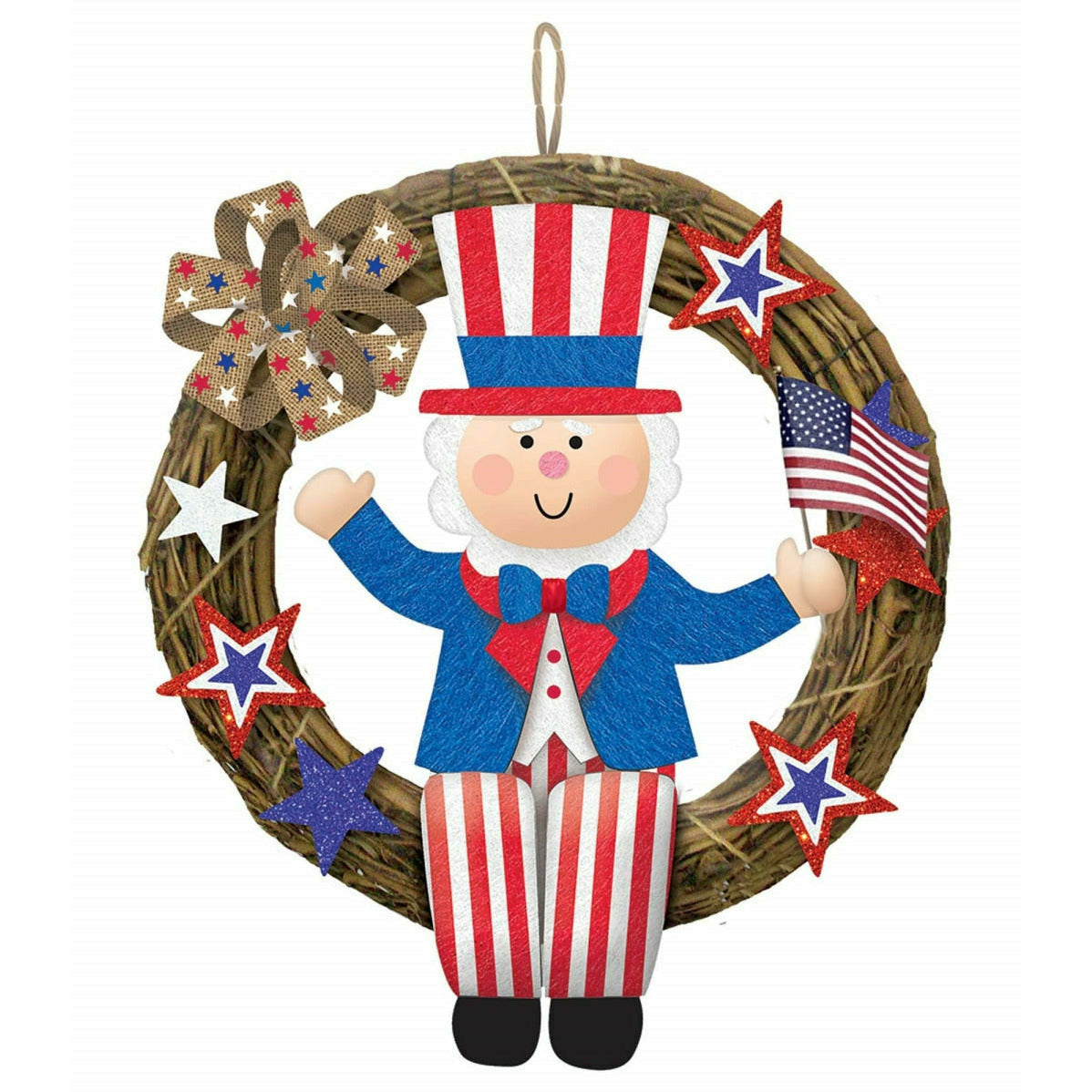 Ultimate Party Super Stores Amscan 20 in. Patriotic Uncle Sam Wreath