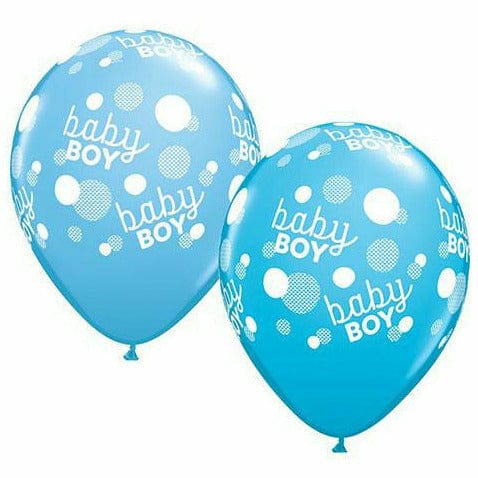 Ultimate Party Super Stores BALLOONS Baby Boy Blue White Dots A Round 11&quot; Latex Balloon