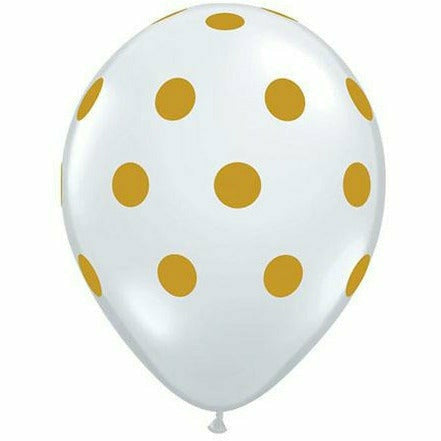 Ultimate Party Super Stores BALLOONS Gold Polka Dots Clear 11&quot; Latex Balloon