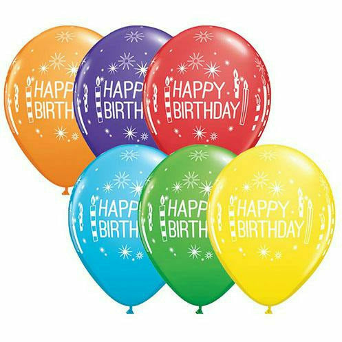 Ultimate Party Super Stores BALLOONS Happy Birthday Candles Starbursts Mixed Assortment 11&quot; Latex Balloon