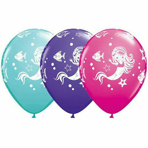 Ultimate Party Super Stores BALLOONS Merry Mermaids Mixed Assortment 11&quot; Latex Balloon