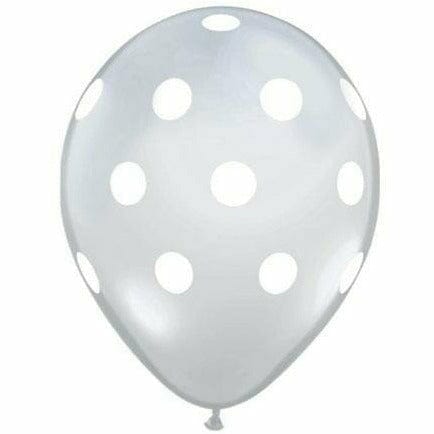 Ultimate Party Super Stores BALLOONS White Polka Dots Clear 11&quot; Latex Balloon