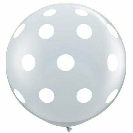 Ultimate Party Super Stores BALLOONS White Polka Dots Clear 36&quot; Latex Balloon