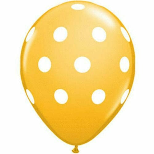 Ultimate Party Super Stores BALLOONS White Polka Dots Goldenrod 11&quot; Latex Balloon