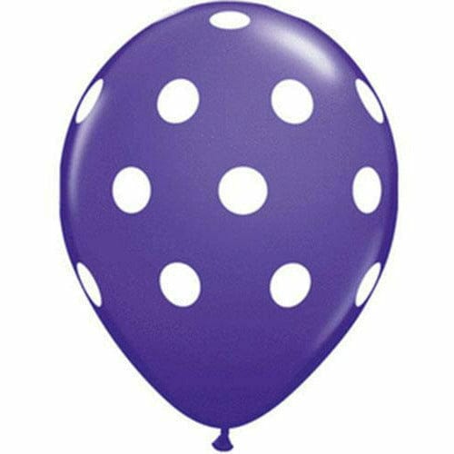 Ultimate Party Super Stores BALLOONS White Polka Dots Purple Violet 11&quot; Latex Balloon