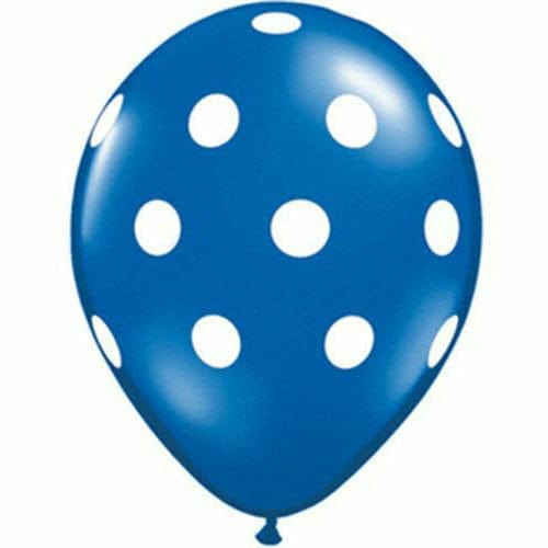 Ultimate Party Super Stores BALLOONS White Polka Dots Sapphire Blue 11&quot; Latex Balloon