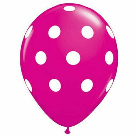 Ultimate Party Super Stores BALLOONS White Polka Dots Wild Berry 11&quot; Latex Balloon