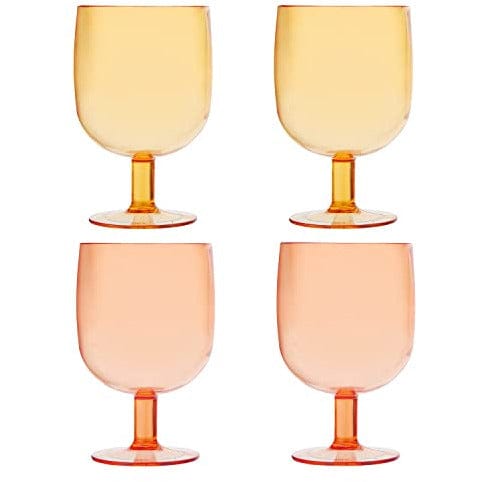 Ultimate Party Super Stores BOUTIQUE Slant Collections Set of 4 Stackable Wine Glasses, 8-Ounce, Pink/Orange