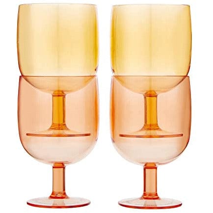 Ultimate Party Super Stores BOUTIQUE Slant Collections Set of 4 Stackable Wine Glasses, 8-Ounce, Pink/Orange