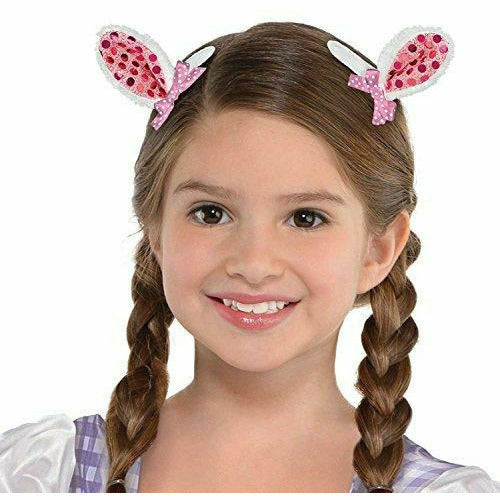 Ultimate Party Super Stores Bunny Ears Hair Clip, 3 X 2 Inches, Pink and White