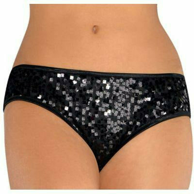 Ultimate Party Super Stores COSTUMES: ACCESSORIES m/l Adult Women's Black Sequin Boyshorts