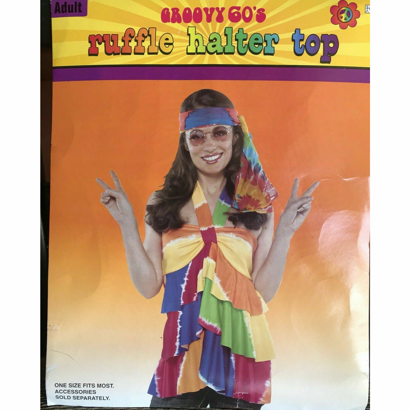 Ultimate Party Super Stores COSTUMES Groovy 60's Adult Ruffle Halter Top