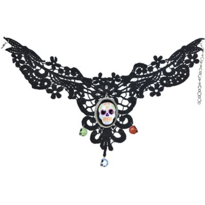 Ultimate Party Super Stores Day of the Deas Sugar Skull Necklace Collar Costume Accessory