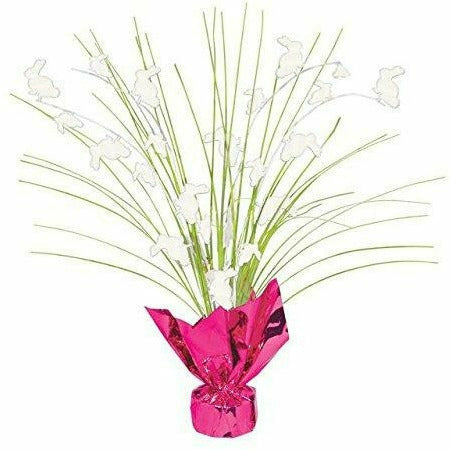 Ultimate Party Super Stores Egg-stra Special Easter Bunnies in Grass Mini Spray Centerpiece, Pink/Yellow Green, 12&quot;