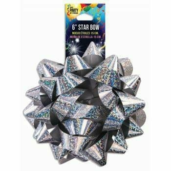 Ultimate Party Super Stores GIFT WRAP SILVER HOLO 6&quot; BOW