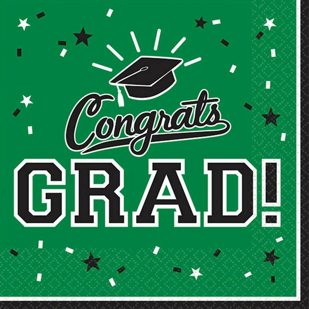 Ultimate Party Super Stores Graduation Beverage Napkins Green (36 Count)