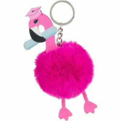 Ultimate Party Super Stores Graduation Flamingo Pom-Pom Keychain