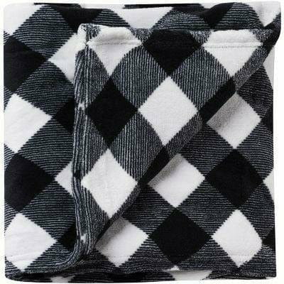 Ultimate Party Super Stores HOLIDAY: CHRISTMAS Black &amp; White Buffalo Plaid Blanket