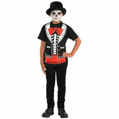 Ultimate Party Super Stores HOLIDAY: HALLOWEEN Kids Unisex Child Day of the Dead T-Shirt Halloween Costume Black/red