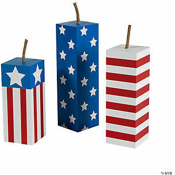 Ultimate Party Super Stores Small (Single Star &amp; Stripes) Patriotic Fireworks Wood Block EACH