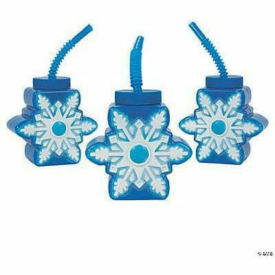 Ultimate Party Super Stores Winter Snowflake Cups with Straws