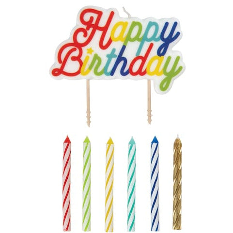 Unique CANDLES Rainbow Happy Birthday Candle Set