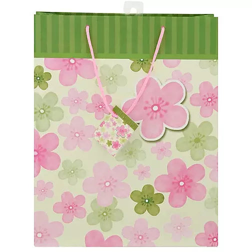 Unique GIFT WRAP Flowers Pink &amp; Green Floral Chic Large Gift Bags