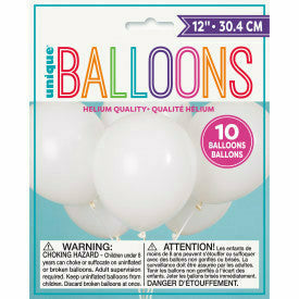 Unique Industries BALLOONS 12&quot; Latex Balloons, 10ct - White Ball