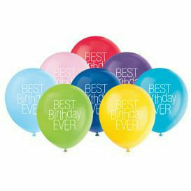 Unique Industries BALLOONS &quot;Best Birthday Ever&quot; 12&quot; Latex Balloons, 8ct