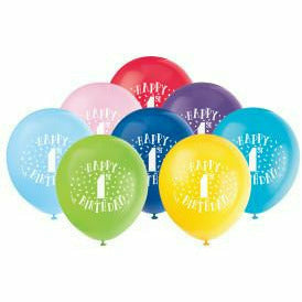 Unique Industries BALLOONS Fun Happy 1st Birthday 12&quot; Latex Balloons