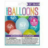 Unique Industries BALLOONS Fun Happy 30th Birthday 12&quot; Latex Balloons, 8ct