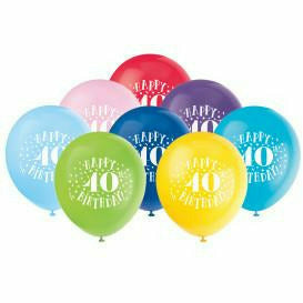 Unique Industries BALLOONS Fun Happy 40th Birthday 12" Latex Balloons, 8ct