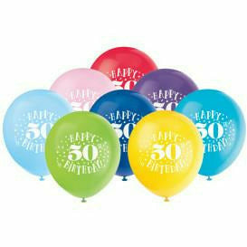 Unique Industries BALLOONS Fun Happy 50th Birthday 12&quot; Latex Balloons, 8ct