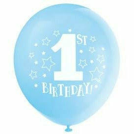 Unique Industries BALLOONS Stars Blue 1st Birthday 12&quot; Latex Balloons, 8ct