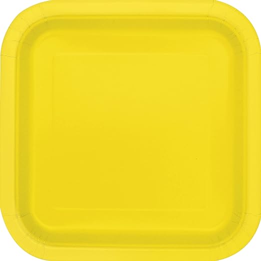 Unique Industries BASIC Neon Yellow Square Paper Dessert Plates