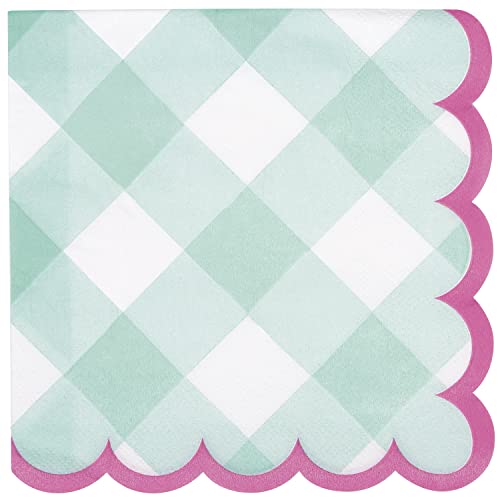 Unique Industries BOUTIQUE Pastel Gingham Scalloped Edge Luncheon Napkins