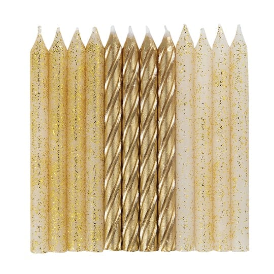 Unique Industries CANDLES Gold &amp; Glitter Spiral Birthday Candles