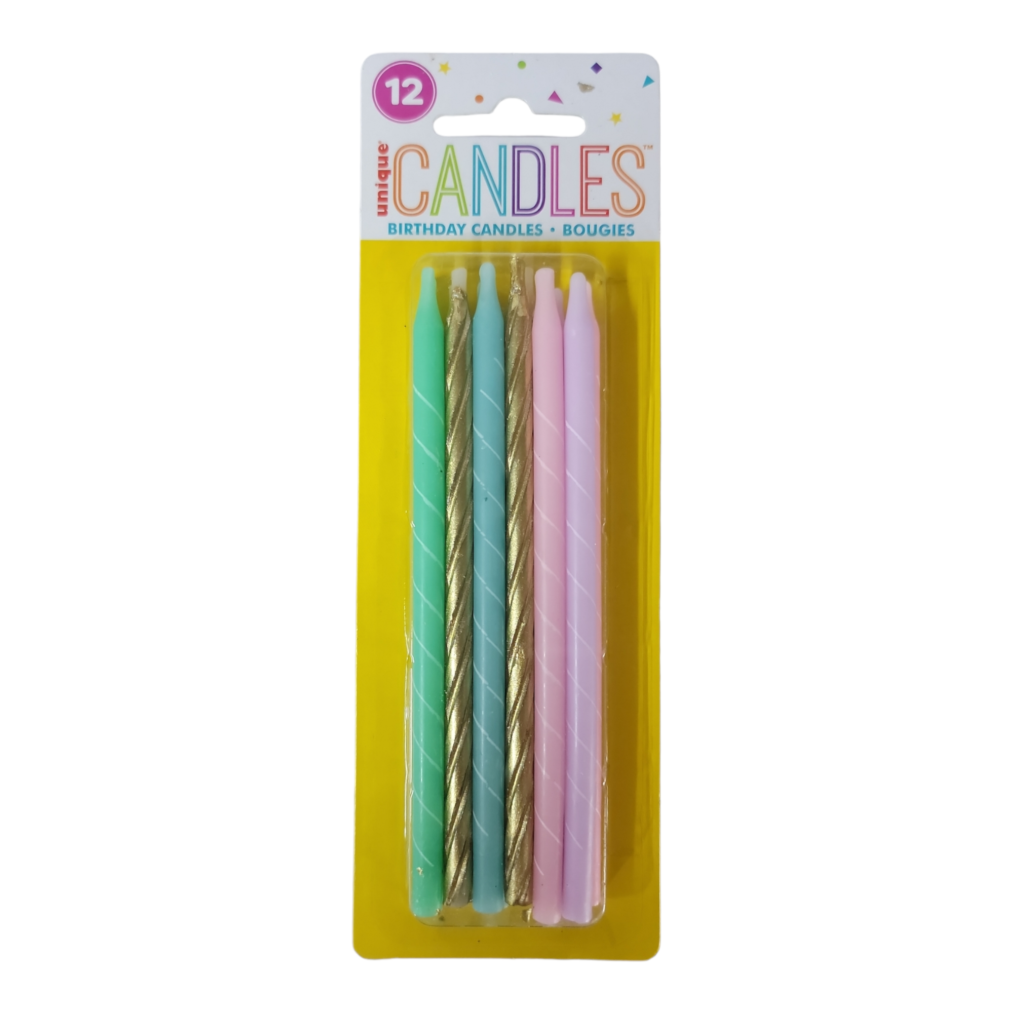 Unique Industries CANDLES Pastel Spiral Birthday Candles 5" - Assorted, 12ct