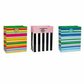 Unique Industries GIFT WRAP Horizontal Blue Party Stripes Large Gift Bag Assortment